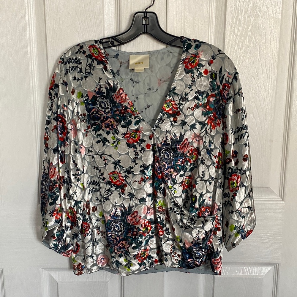 Maeve | Crushed Velvet Floral Top Small